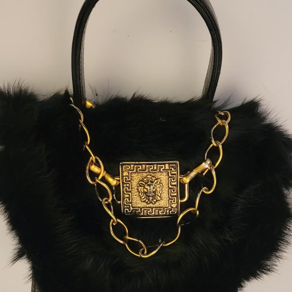 One of a kind Real Fur and Leather Top Handle bag with Paulith vintage Hardware - Picture 1 of 10